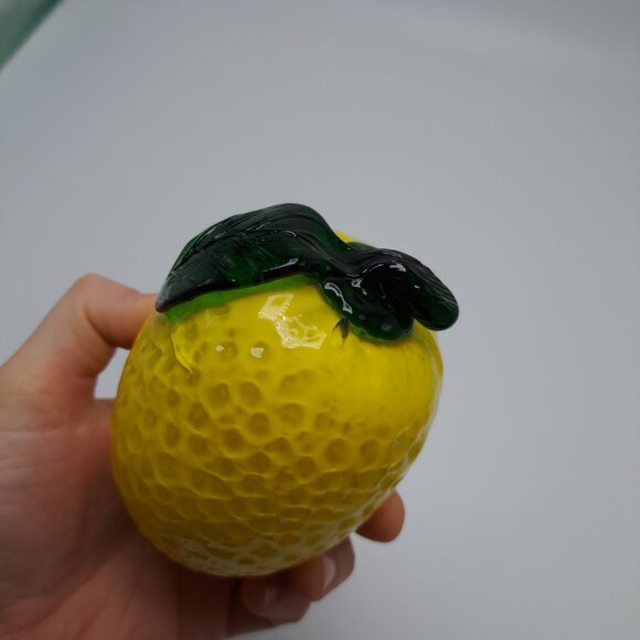 Decorative Murano Style Artificial Fruit Art Glass Yellow Lemon - Picture 7 of 7